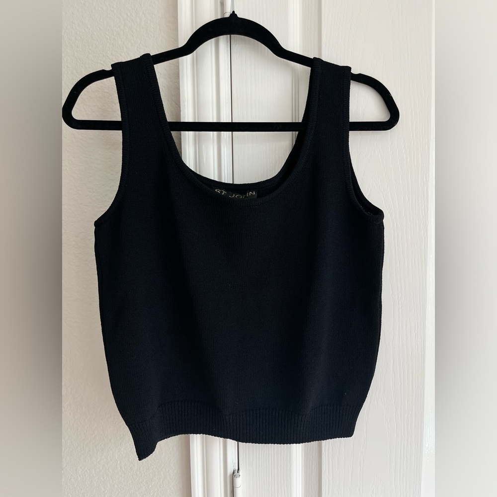 St. John Basics Santana Knit Top sleeveless black size medium